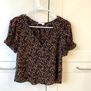 V-neck Button Pattern Blouse